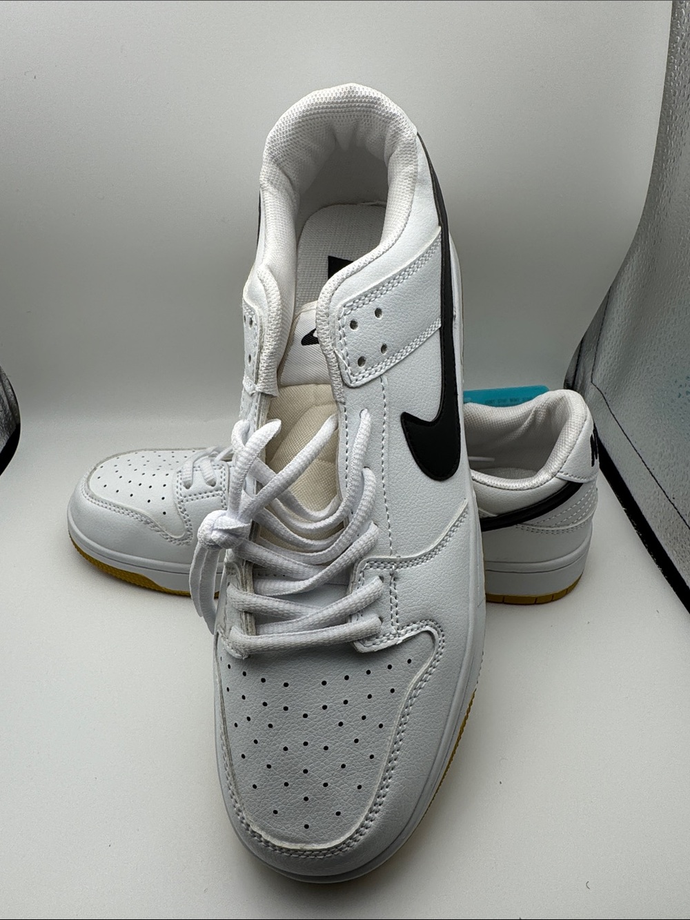 White Sneakers with Black Accent - Men's Casual Shoes